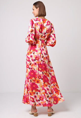 Side Cut Out Maxi Dress in Pink Floral