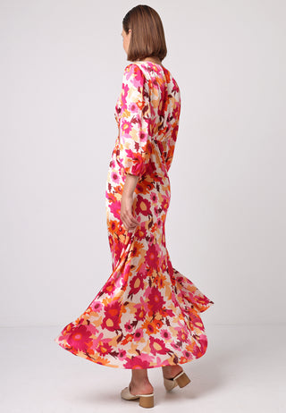 Side Cut Out Maxi Dress in Pink Floral