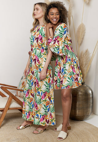 Ruched Waist Mini Beach Dress in Papaya