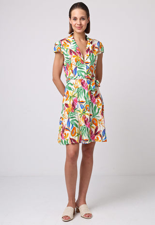 Cap Sleeve Mini Shirt Dress in Papaya