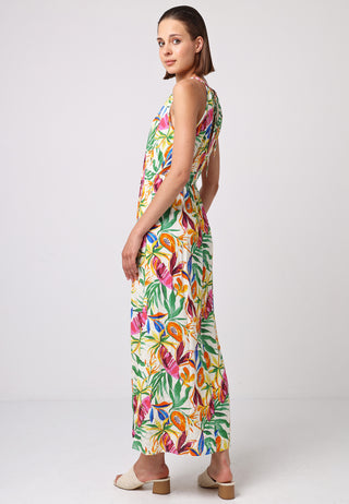 Halter Neck Maxi Dress in Tropical Papaya Print
