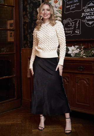 Diamante Knit Jumper in White