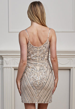 Embellished Cami Mini Dress in Silver