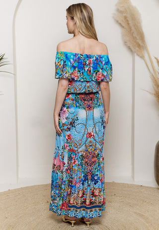 Bardot Maxi Dress in Blue Garden Print