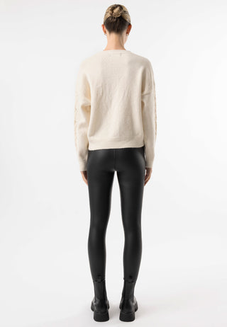 Cable Knit Gem Detail White Jumper - ANGELEYE