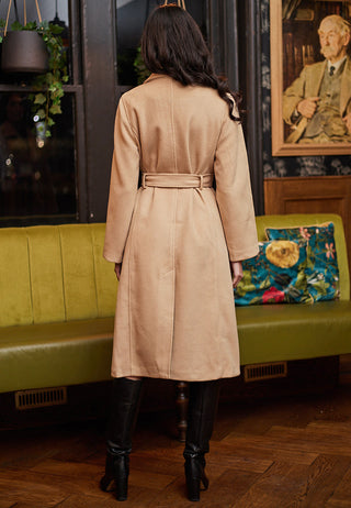 Belted Long Coat in Beige