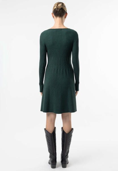 Square Neck A-Line Mini Dress in Emerald Green - ANGELEYE