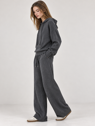 Knitted Wide-Leg Trousers Grey