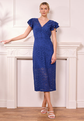 Navy Lace Midi Dress