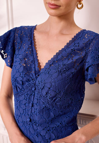Navy Lace Midi Dress