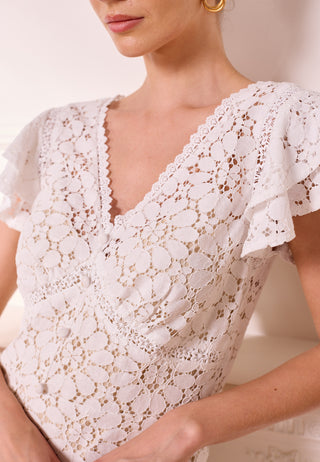 White Lace Midi Dress