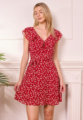 red ditsy mini dress Kiva Mini Dress