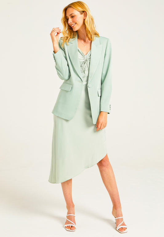 Classic Blazer with Pockets in Sage Green