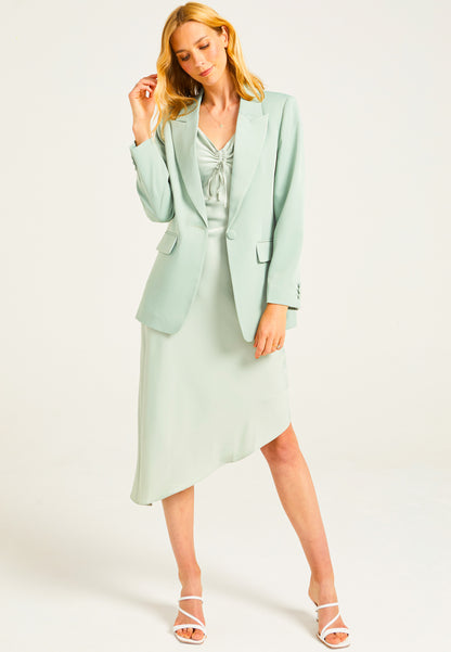 Classic Blazer with Pockets in Sage Green - ANGELEYE