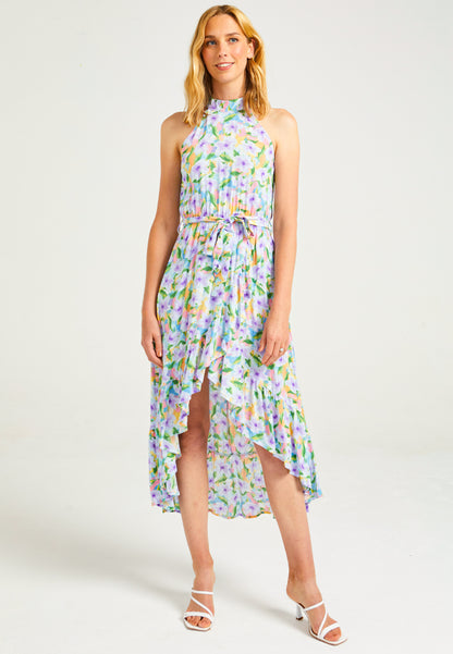 High Low Halterneck Dress in Floral Dress - ANGELEYE