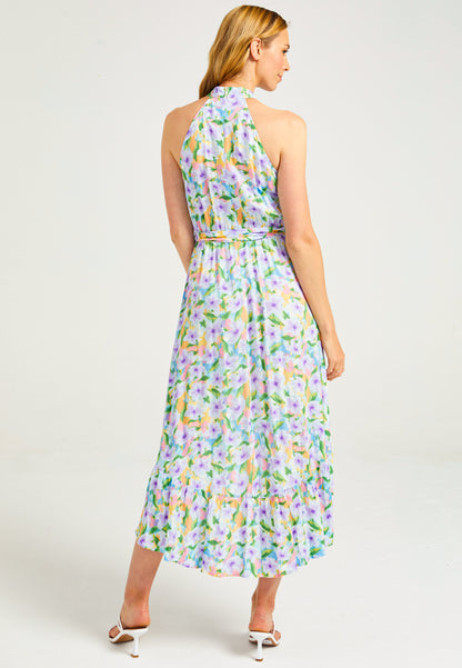 High Low Halterneck Dress in Floral Dress - ANGELEYE