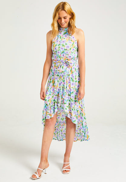 High Low Halterneck Dress in Floral Dress - ANGELEYE