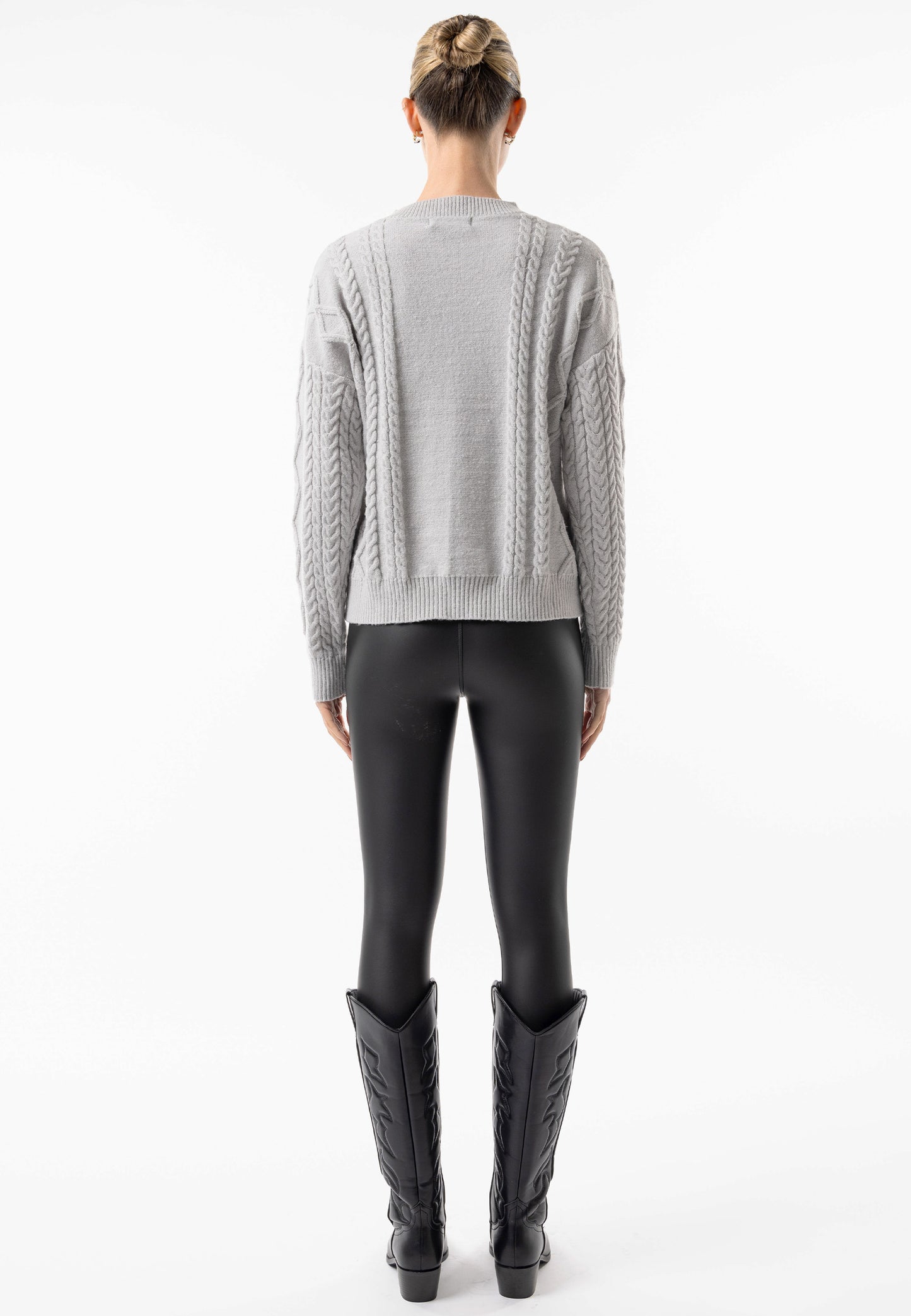 Silver Keyhole Cable Knit Jumper