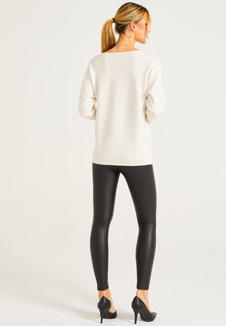 Batwing Knitted Jumper With Necklace in Apricot - ANGELEYE