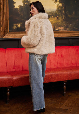 Faux Fur Short Coat in Cream