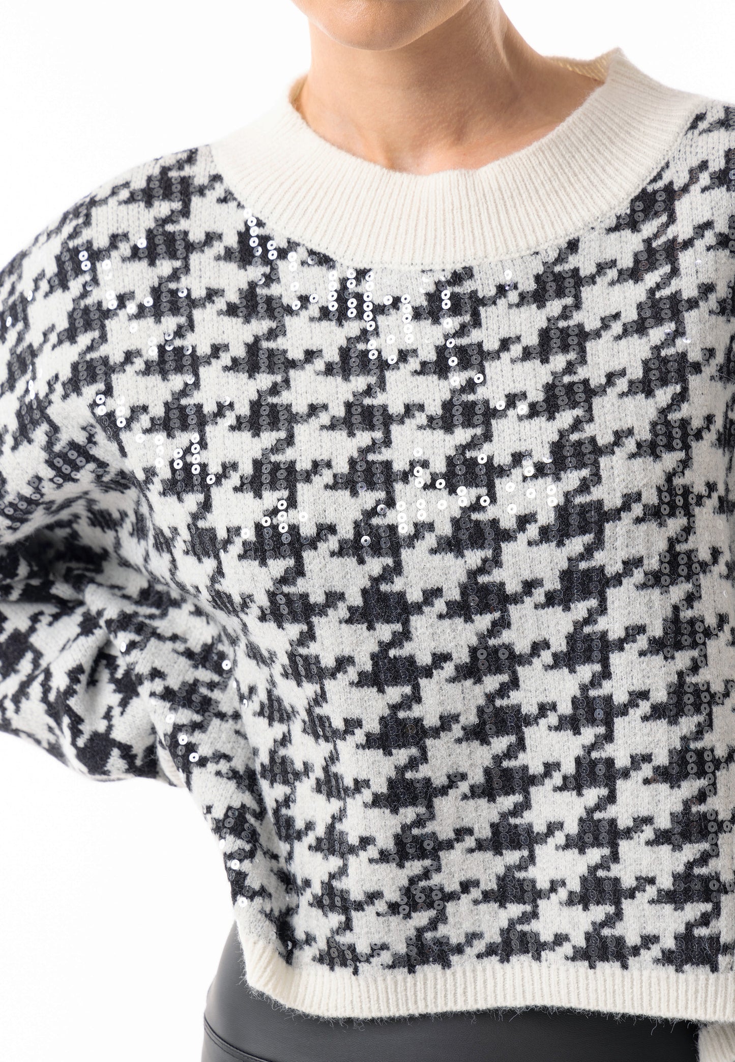 Oversized Sequin Houndstooth Jumper