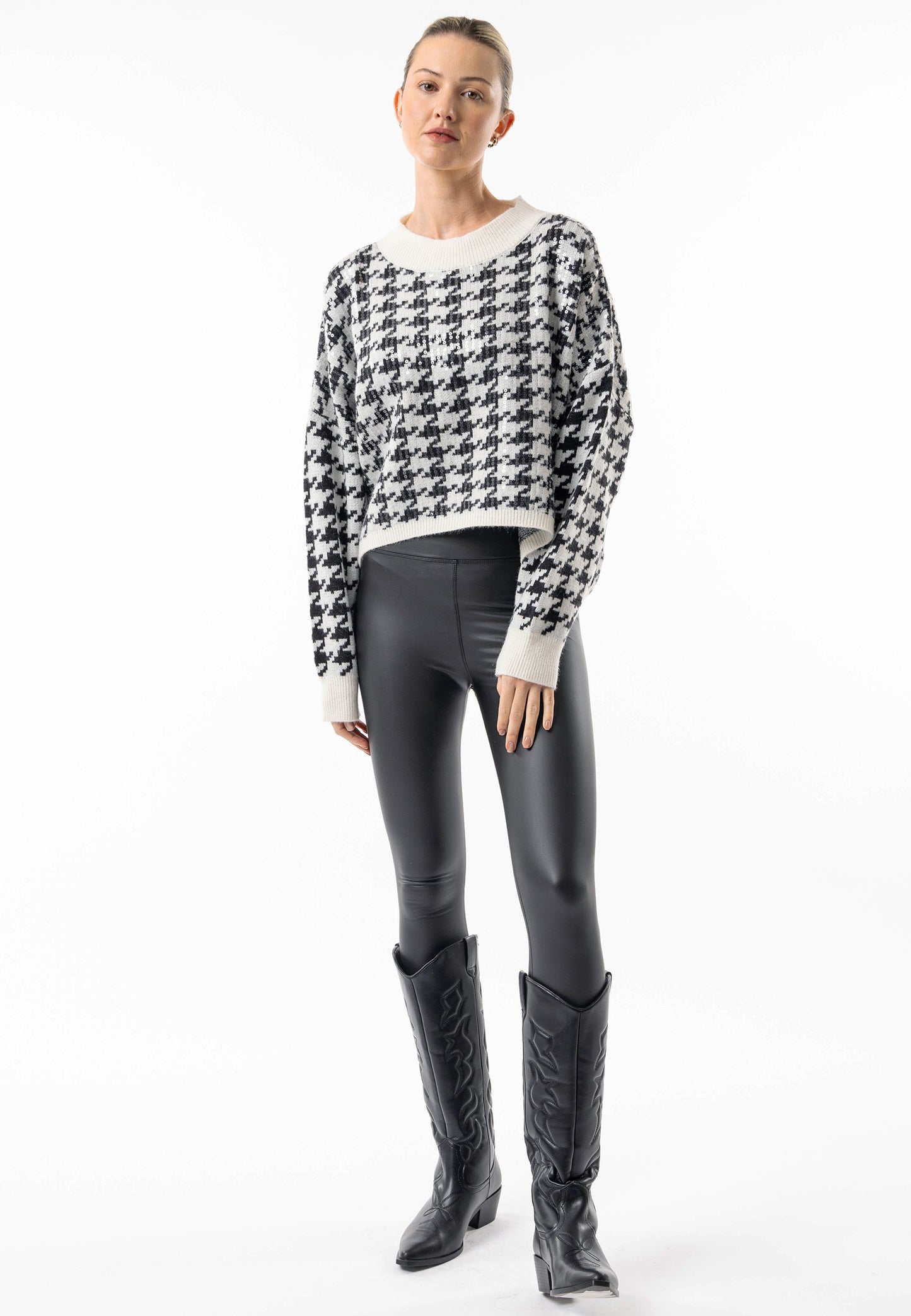 Oversized Sequin Houndstooth Jumper