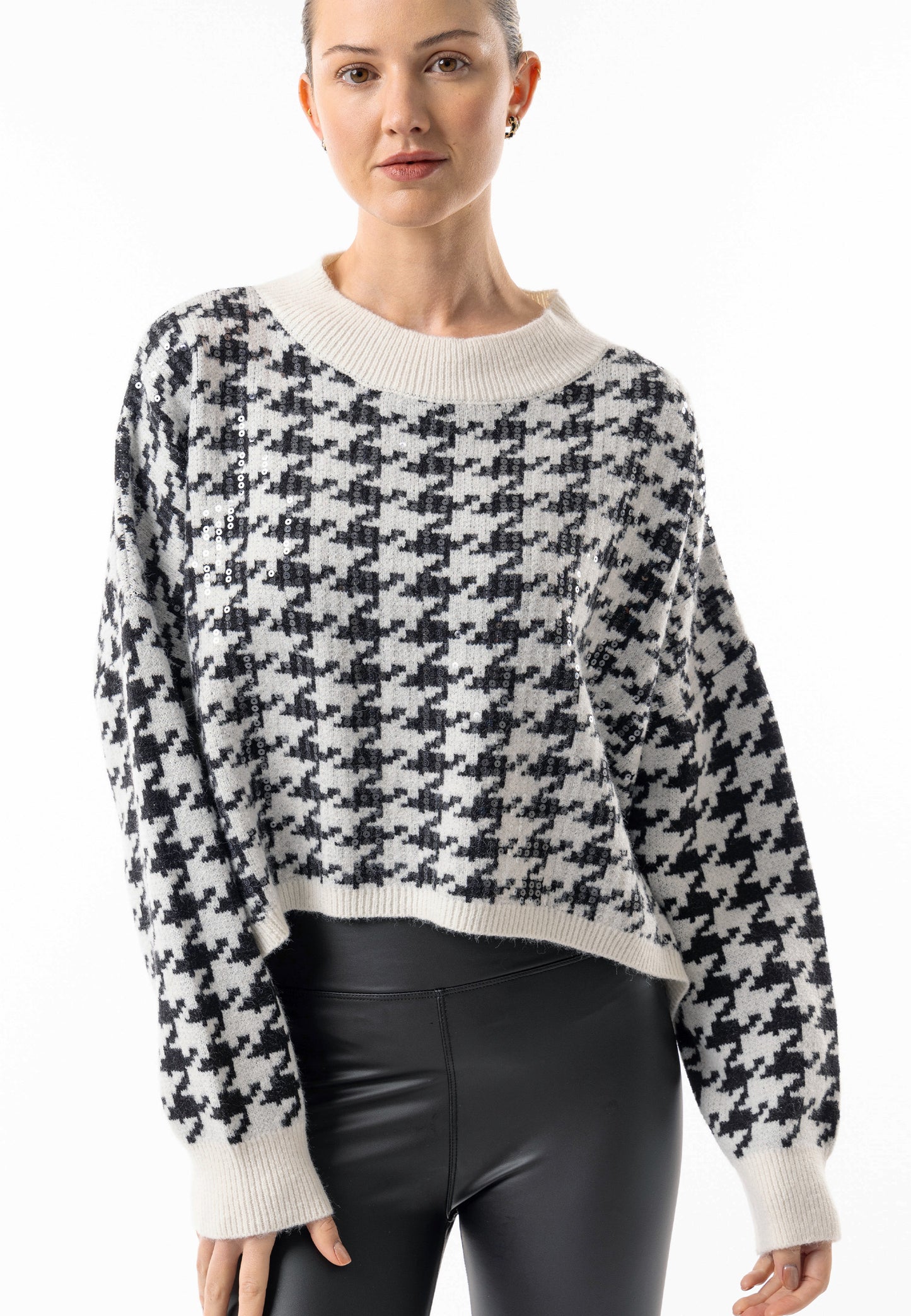 Oversized Sequin Houndstooth Jumper