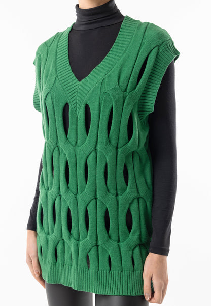 Cable Knit Cut Out Vest - ANGELEYE