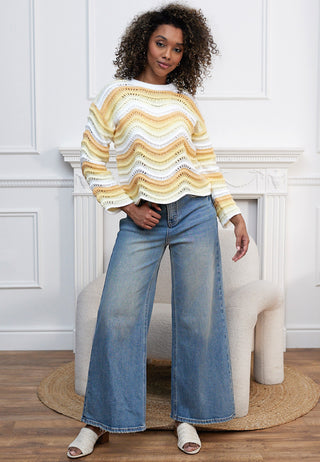 Wavy Yellow Ombre Knit Jumper - ANGELEYE