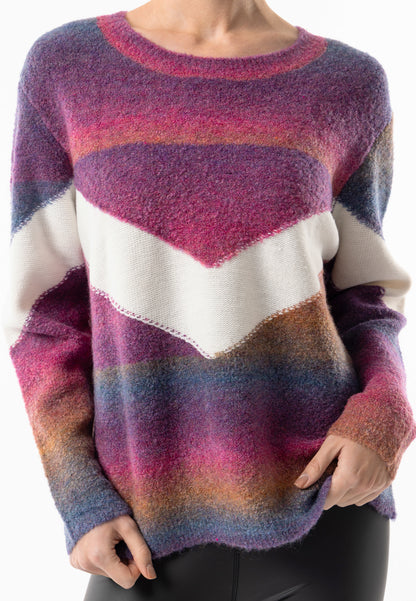 Rainbow Crew Knit Jumper with White Stripe Detail - ANGELEYE