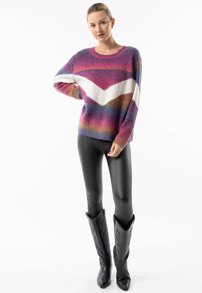 Rainbow Crew Knit Jumper with White Stripe Detail - ANGELEYE