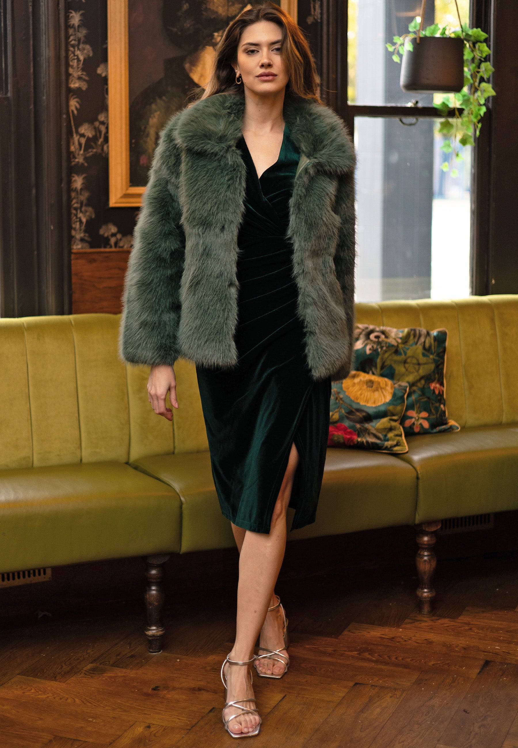 Next teal fur coat best sale