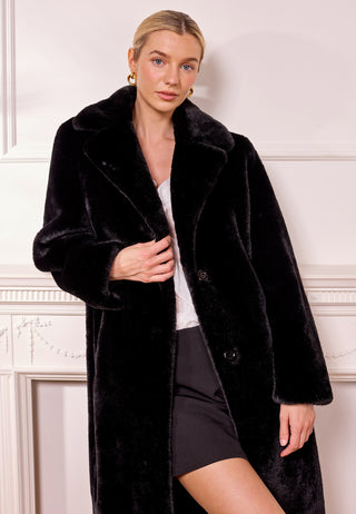 Faux Fur Coat in Black