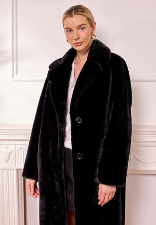 Faux Fur Coat in Black