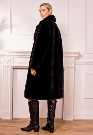 Faux Fur Coat in Black