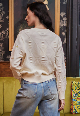 Floral Embroidered Jumper in White