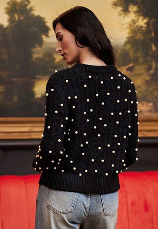 Pearl Knit Jumper in Black
