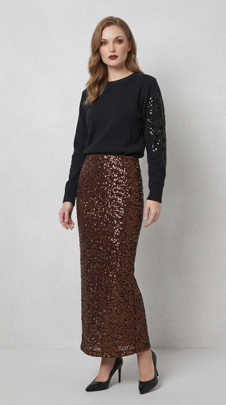 Black Sequined Sleeve Knit Jumper