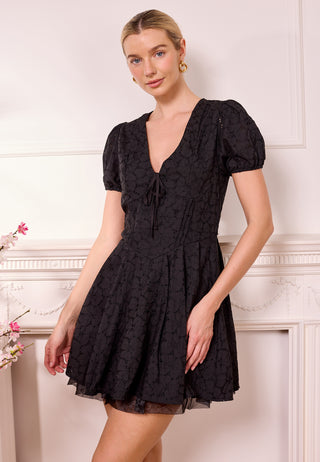 Black Broderie Drop-waist Mini Dress