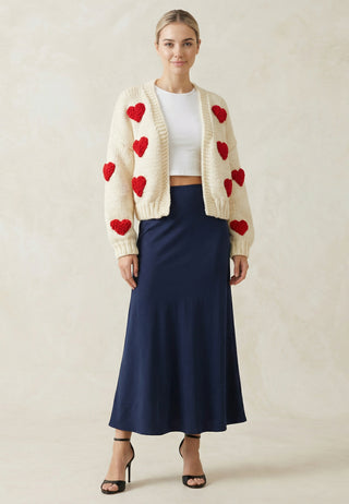 Maxi Slip Skirt in Navy