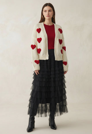 Black Tiered Tulle Midi Skirt