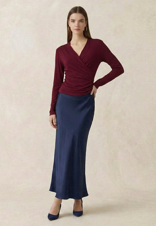 Maxi Slip Skirt in Navy