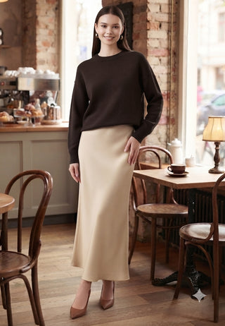 Merino Wool Crew Neck Jumper in Dark Brown