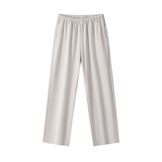 Wide Leg Wool Blend Trousers-Cream