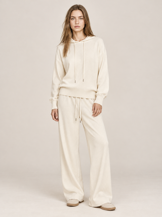 Knitted Wide-Leg Trousers Cream