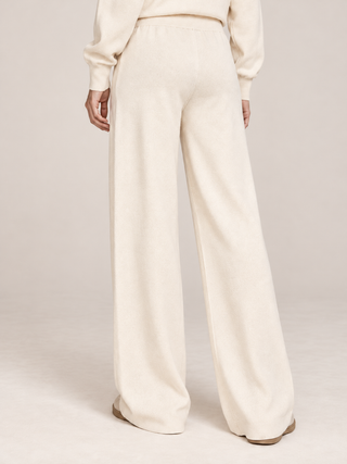 Knitted Wide-Leg Trousers Cream