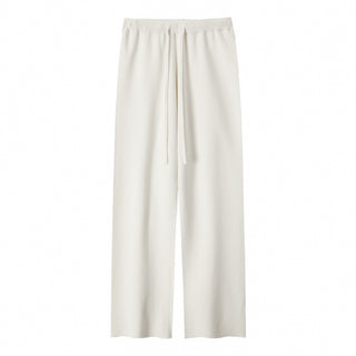 Knitted Wide-Leg Trousers Cream
