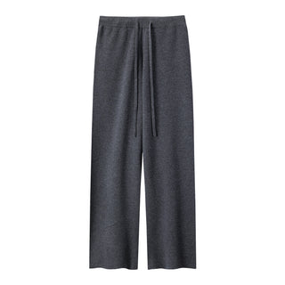Knitted Wide-Leg Trousers Grey