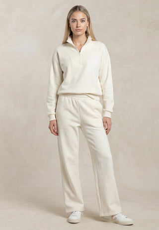 Half Zip Sweat Top Tracksuit in Cream