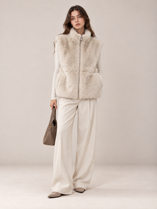 Plush Faux Fur Gilet Cream